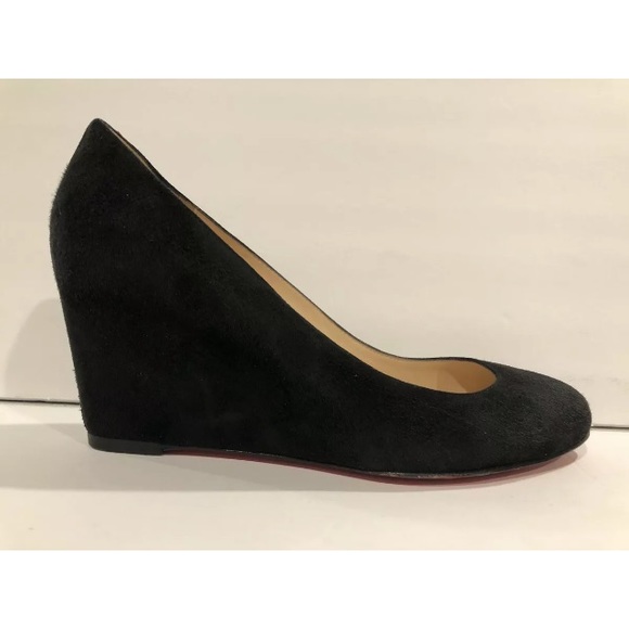Christian Louboutin suede wedge pumps black 37/6.5 - Picture 2 of 8